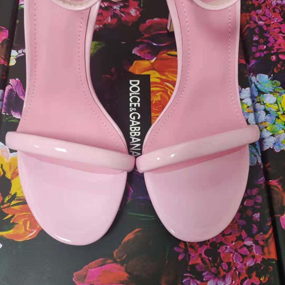 Dolce Gabbana D&G Women Patent Leather Sandals in 105 mm Heel Height-Pink - image 9
