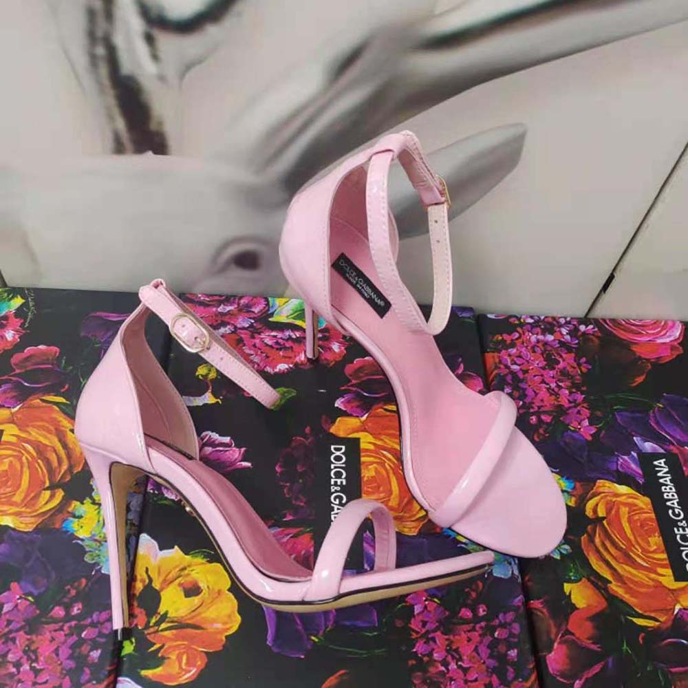 Dolce Gabbana D&G Women Patent Leather Sandals in 105 mm Heel Height-Pink - image 5