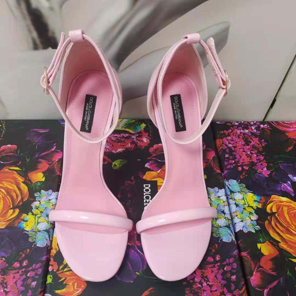 Dolce Gabbana D&G Women Patent Leather Sandals in 105 mm Heel Height-Pink - image 4
