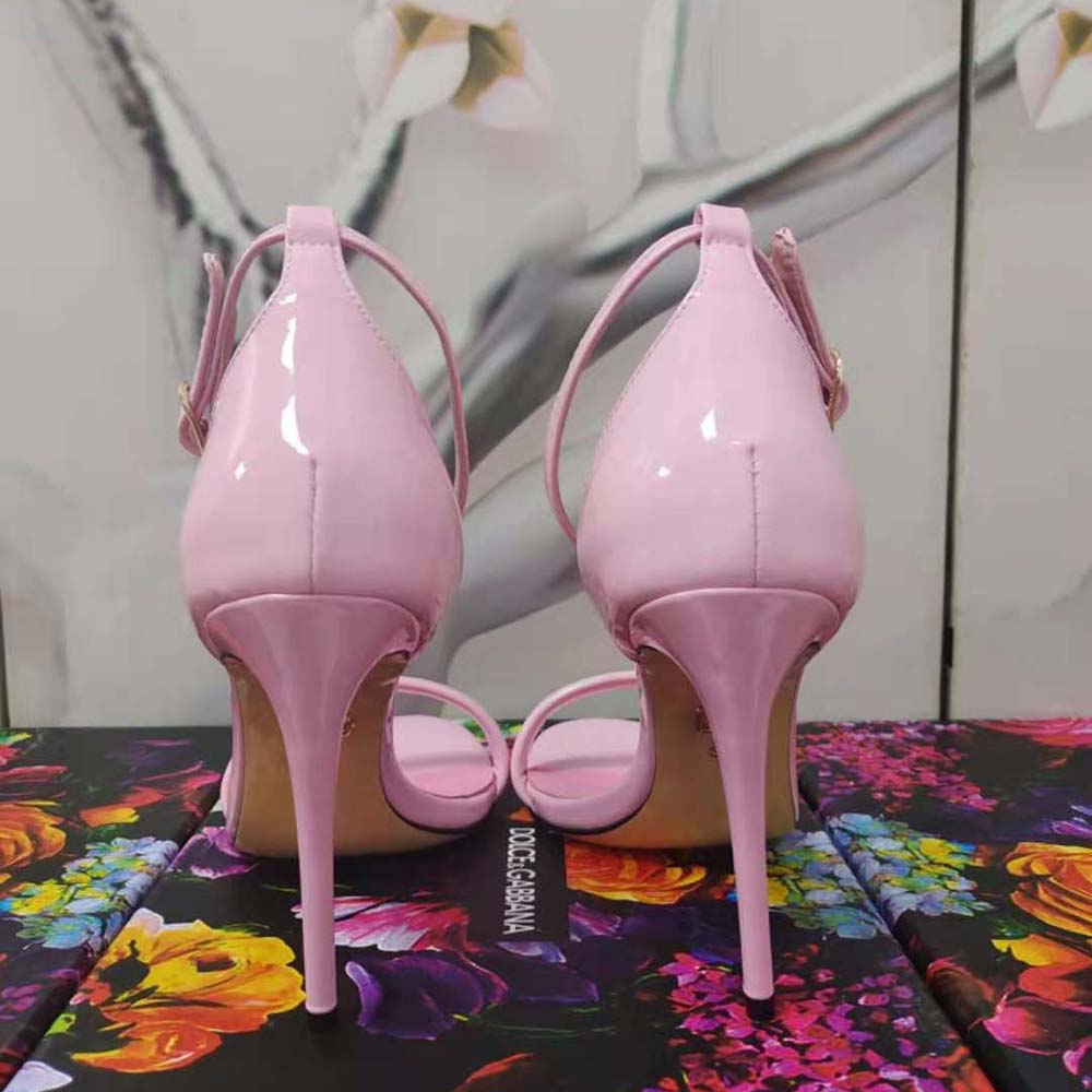 Dolce Gabbana D&G Women Patent Leather Sandals in 105 mm Heel Height-Pink - image 6