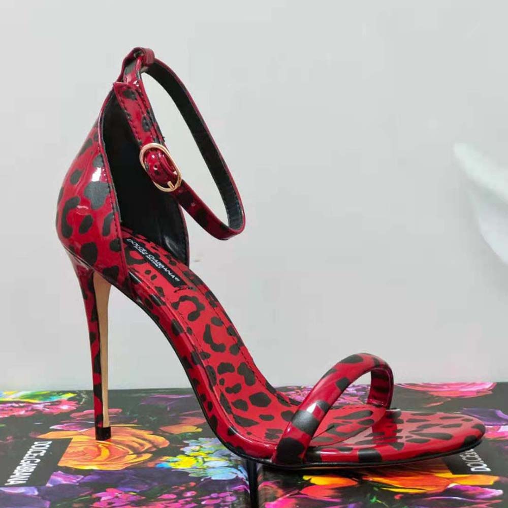 Dolce Gabbana D&G Women Sandals in Red Leopard-Print Patent Leather - image 9