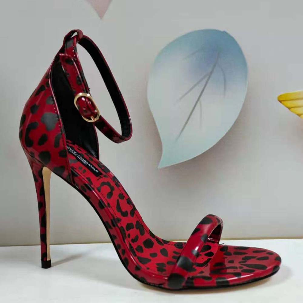 Dolce Gabbana D&G Women Sandals in Red Leopard-Print Patent Leather - image 7