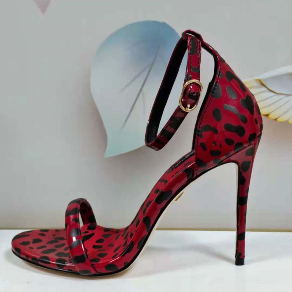 Dolce Gabbana D&G Women Sandals in Red Leopard-Print Patent Leather - image 8