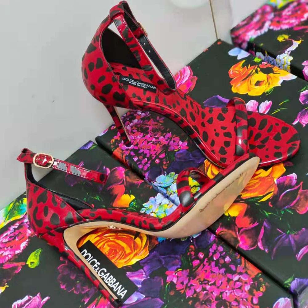 Dolce Gabbana D&G Women Sandals in Red Leopard-Print Patent Leather - image 5