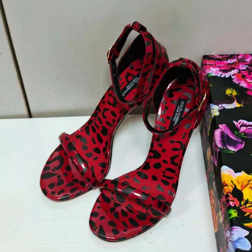 Dolce Gabbana D&G Women Sandals in Red Leopard-Print Patent Leather - image 4