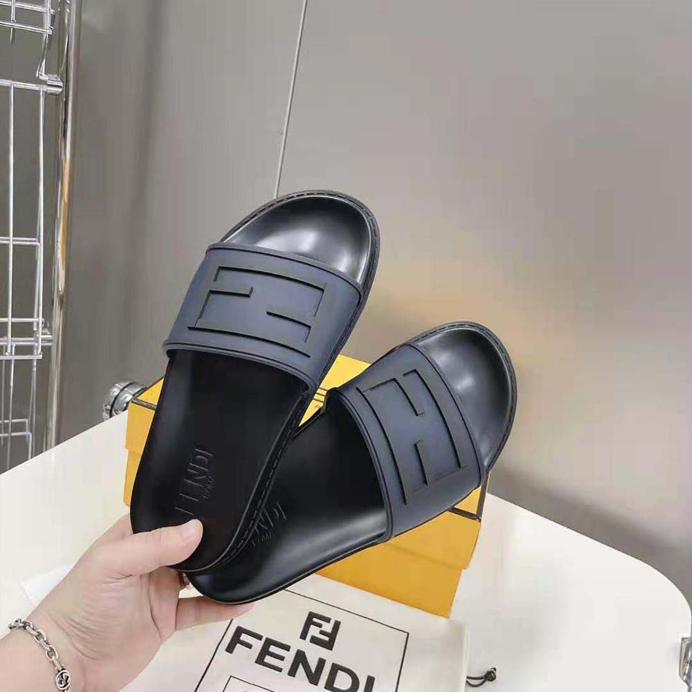 Fendi Men Baguette Slides Blue Rubber Slides - image 5