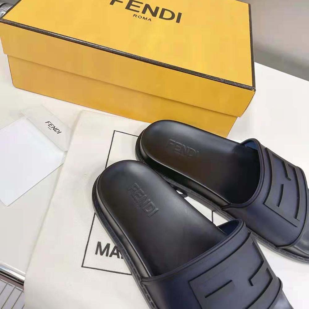 Fendi Men Baguette Slides Blue Rubber Slides - image 8