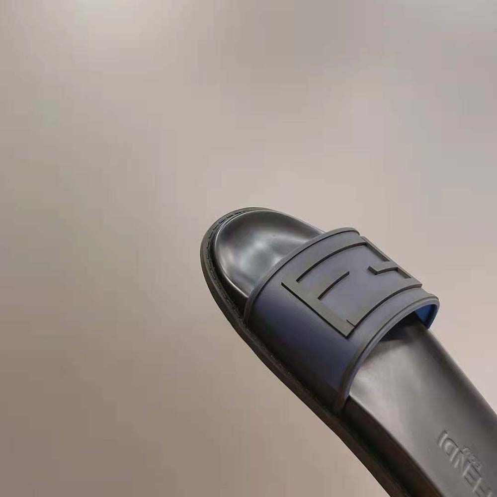 Fendi Men Baguette Slides Blue Rubber Slides - image 10