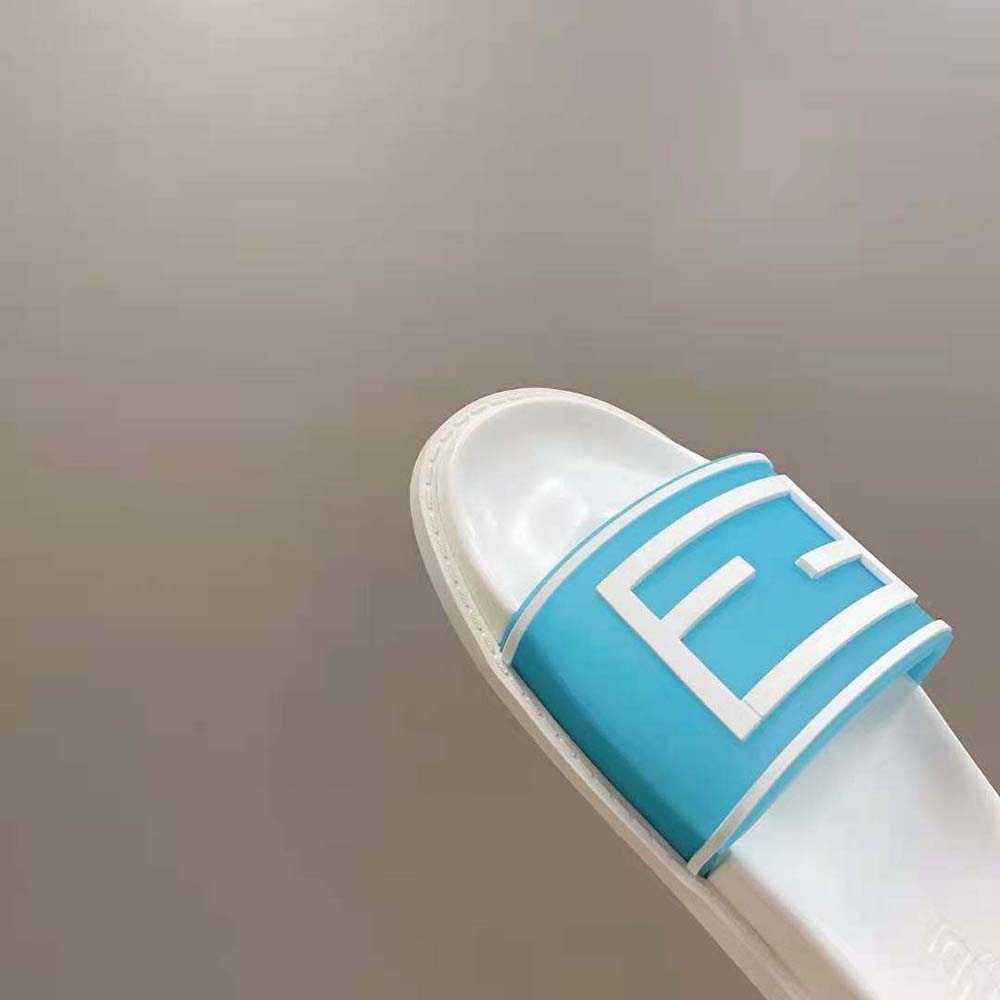Fendi Men Baguette Slides Light Blue Rubber Slides - image 9