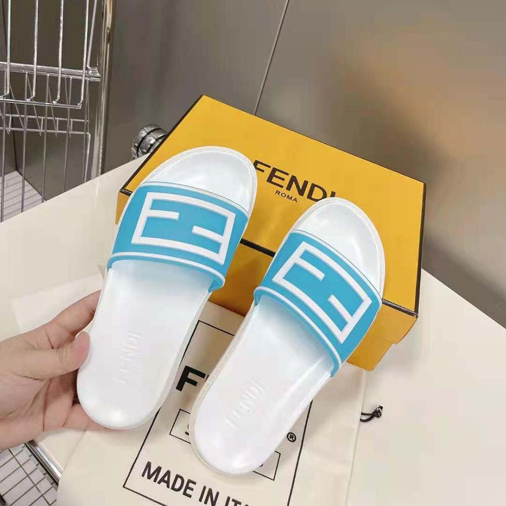 Fendi Men Baguette Slides Light Blue Rubber Slides - image 5