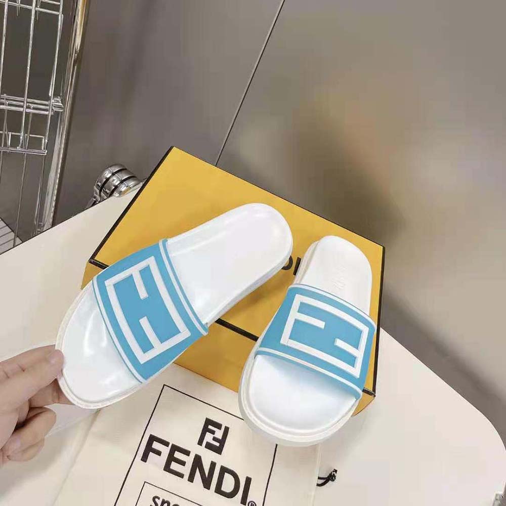 Fendi Men Baguette Slides Light Blue Rubber Slides - image 4