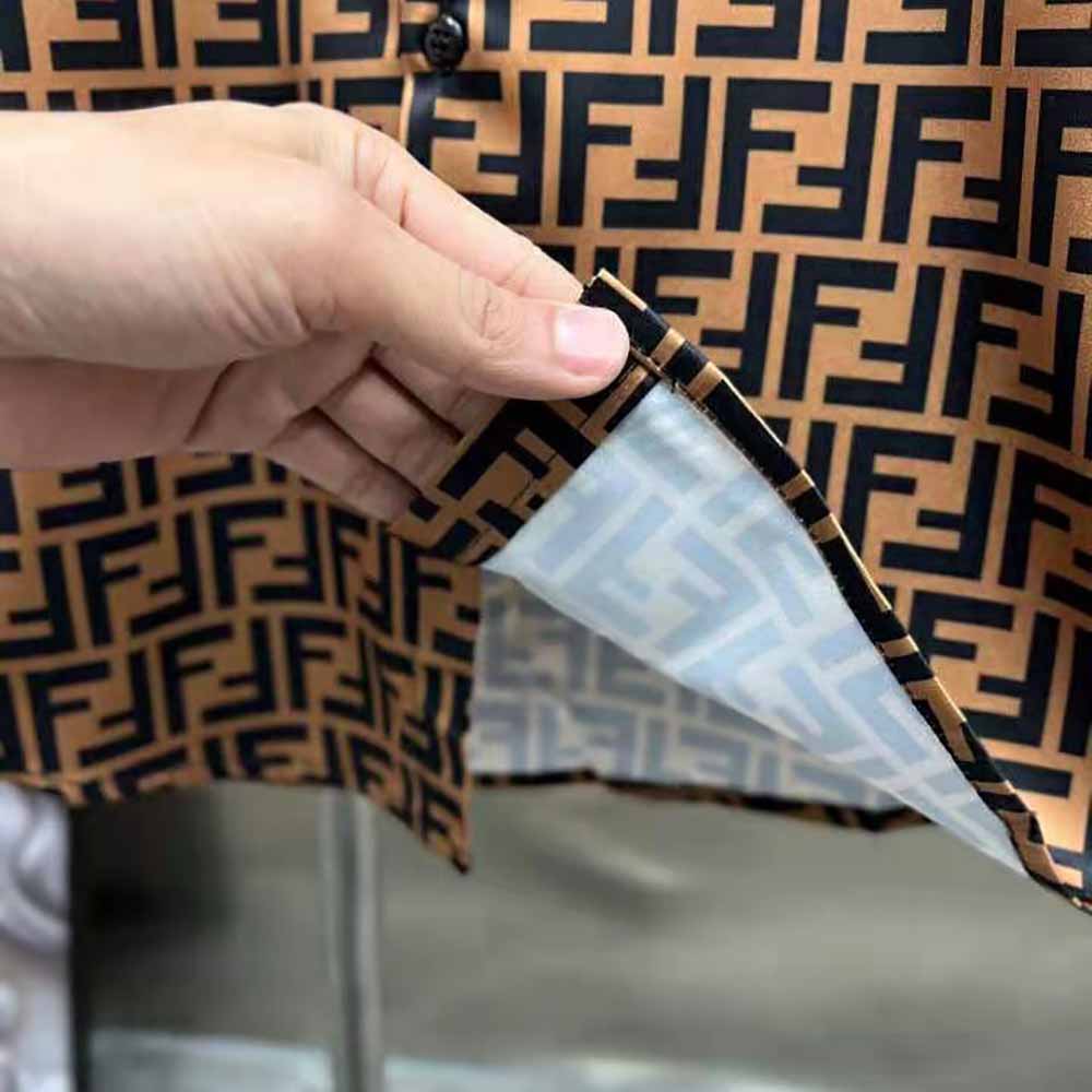 Fendi Men Brown Silk Shirt with FF Motif Printed All Over - image 9