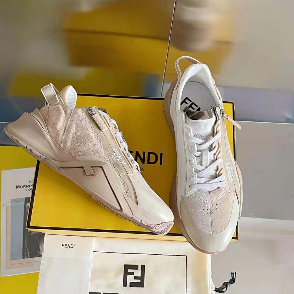 Fendi Men Flow Beige Suede Low-Tops - image 4