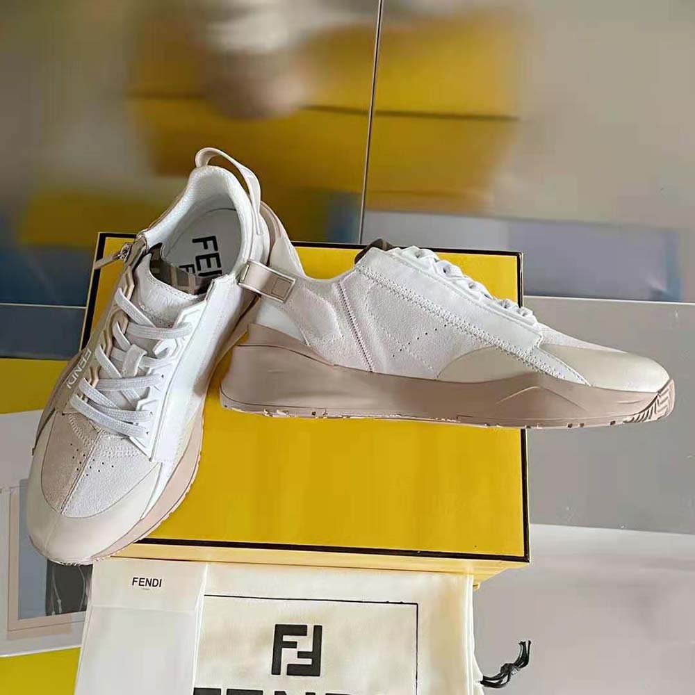 Fendi Men Flow Beige Suede Low-Tops - image 6