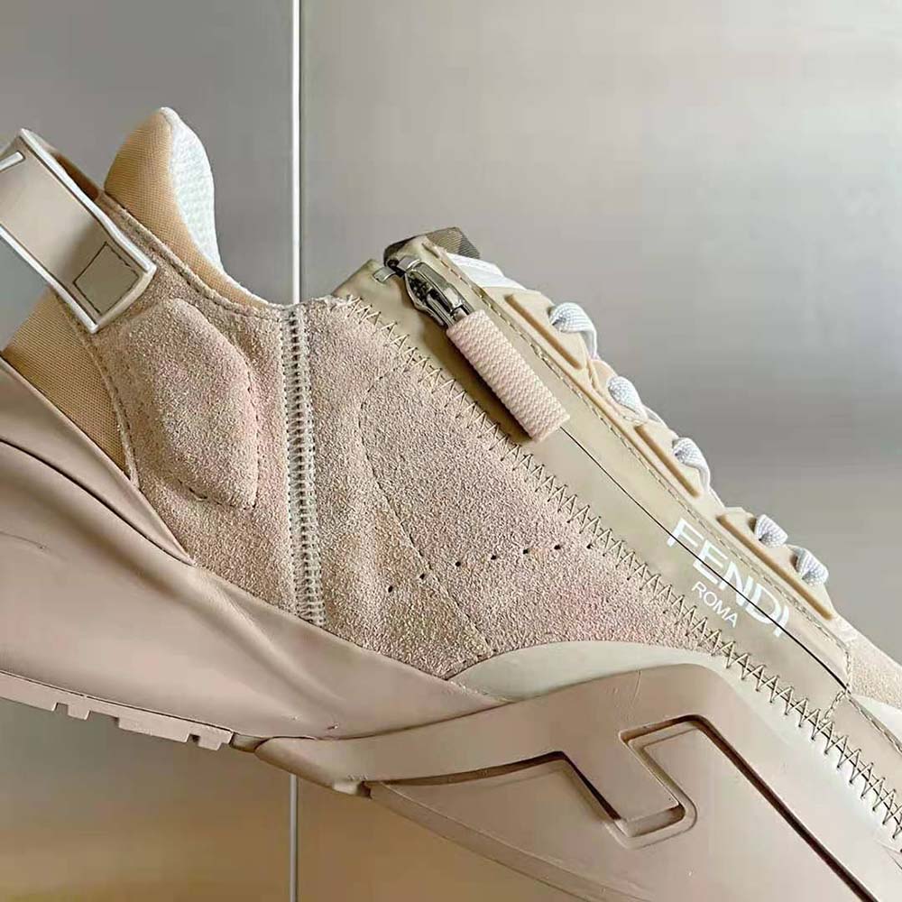 Fendi Men Flow Beige Suede Low-Tops - image 9
