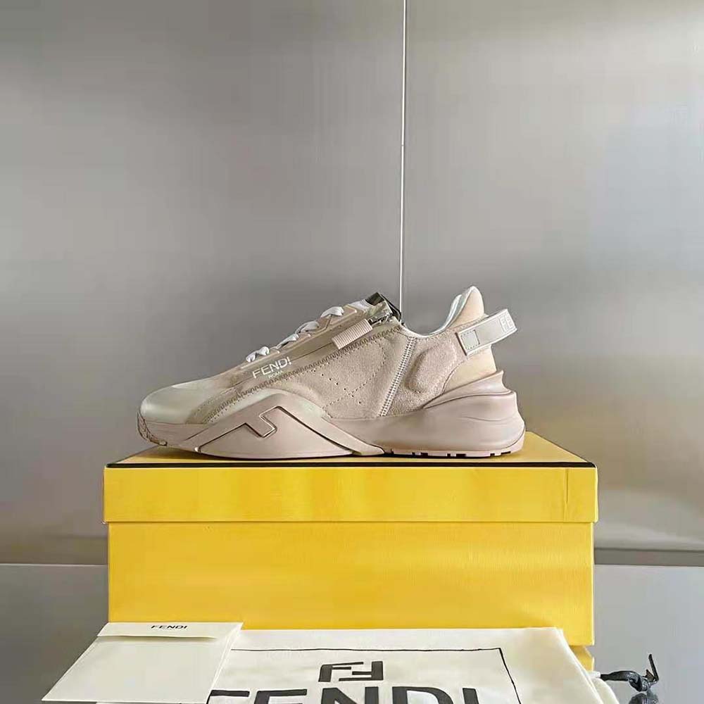Fendi Men Flow Beige Suede Low-Tops - image 8