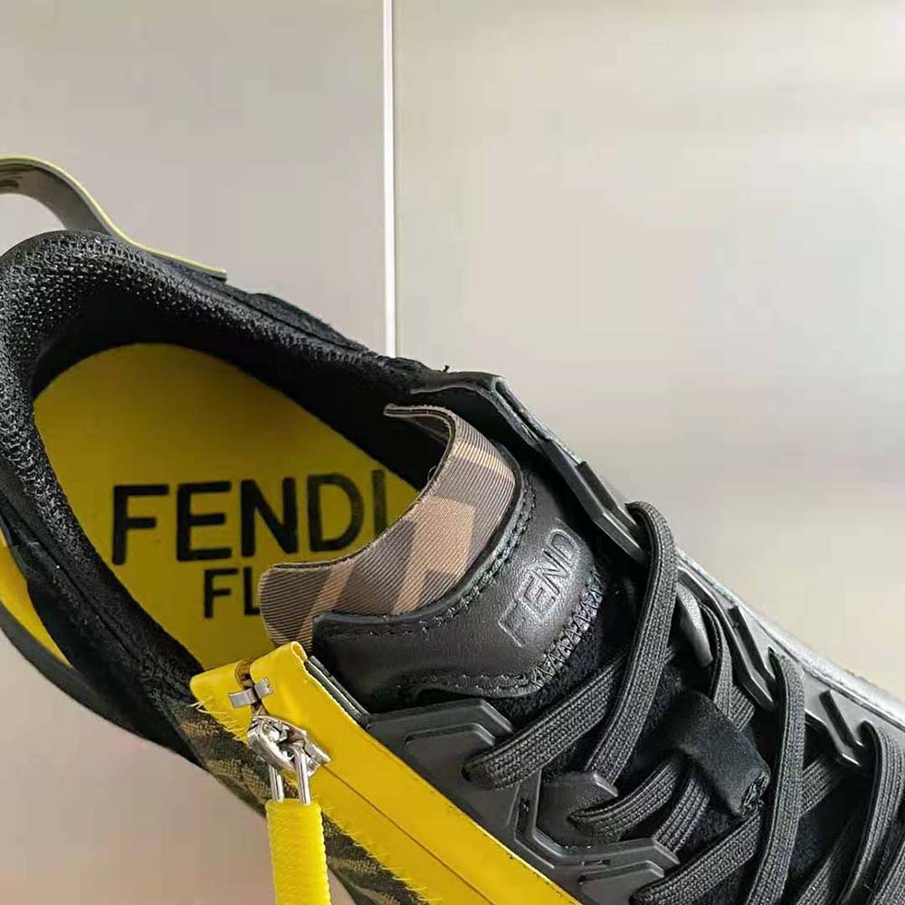 Fendi Men Flow Black Leather Low-Tops - image 9