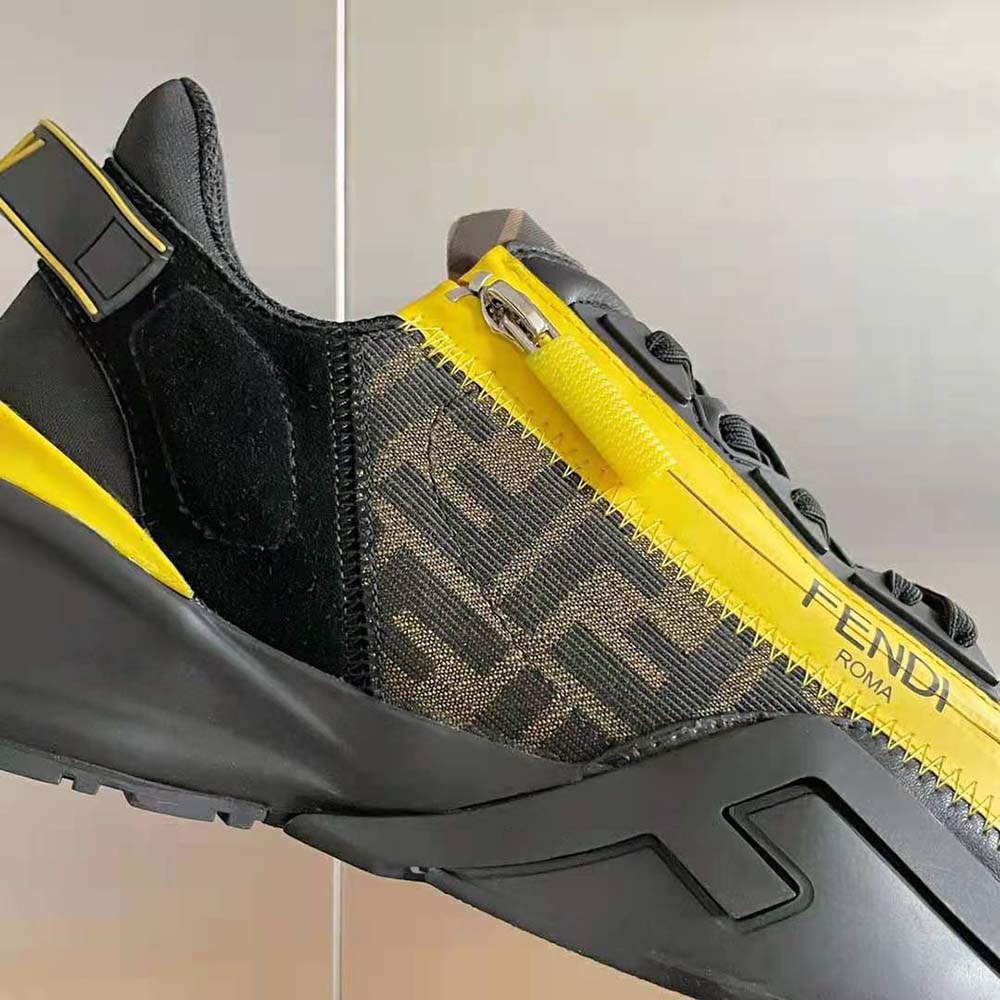 Fendi Men Flow Black Leather Low-Tops - image 10
