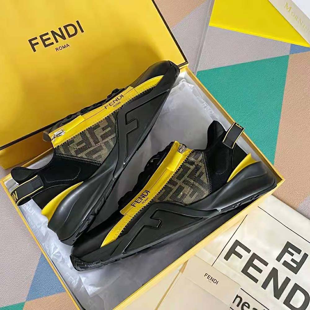 Fendi Men Flow Black Leather Low-Tops - image 7