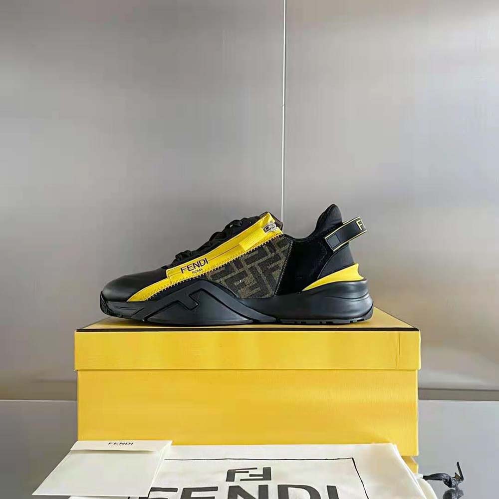 Fendi Men Flow Black Leather Low-Tops - image 8