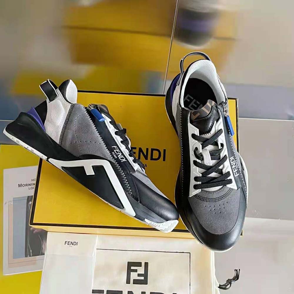 Fendi Men Flow Suede Low-Tops-Navy - image 4