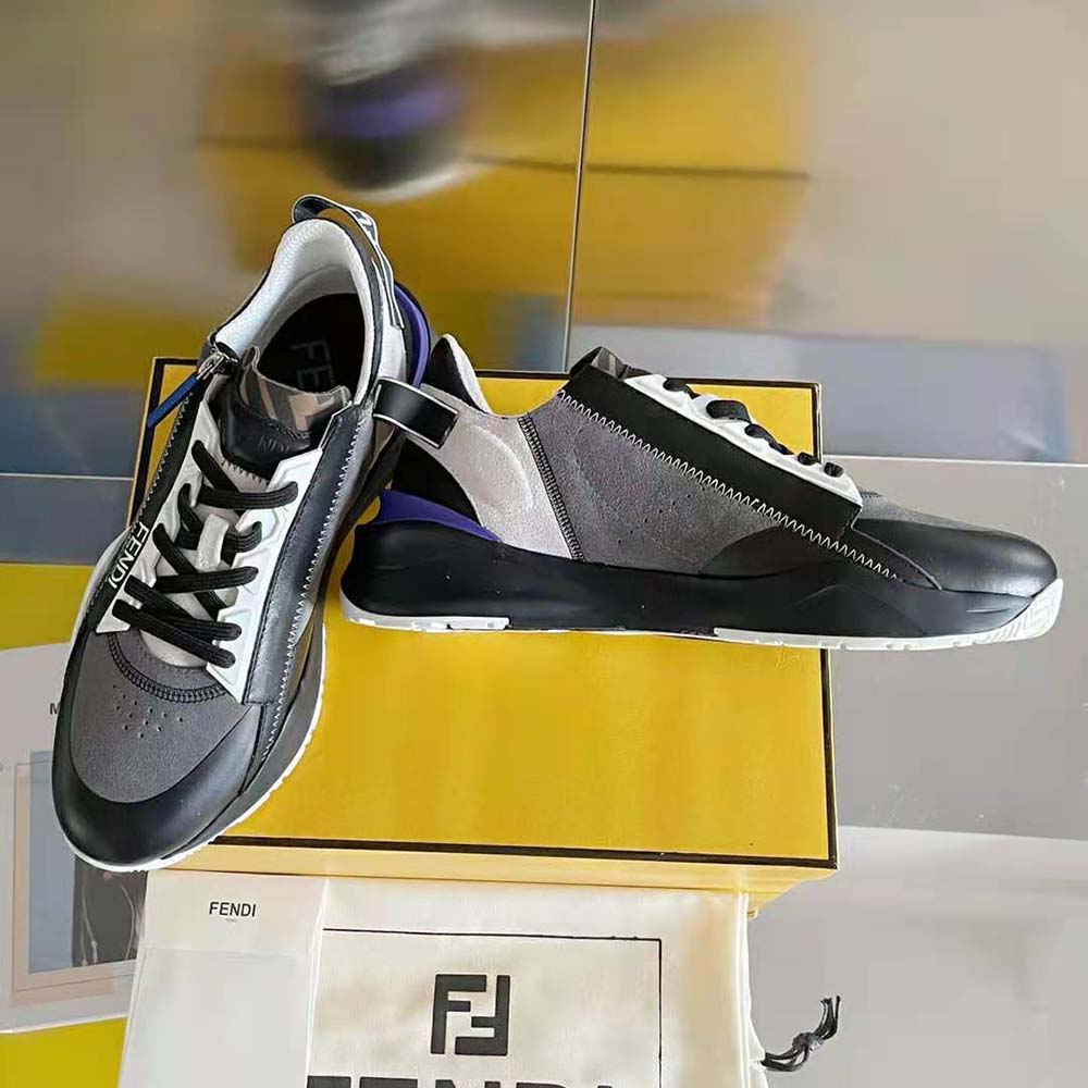 Fendi Men Flow Suede Low-Tops-Navy - image 5