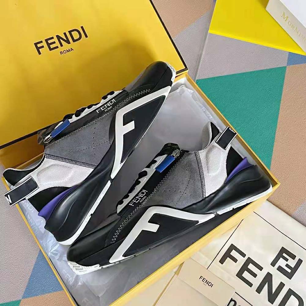 Fendi Men Flow Suede Low-Tops-Navy - image 6