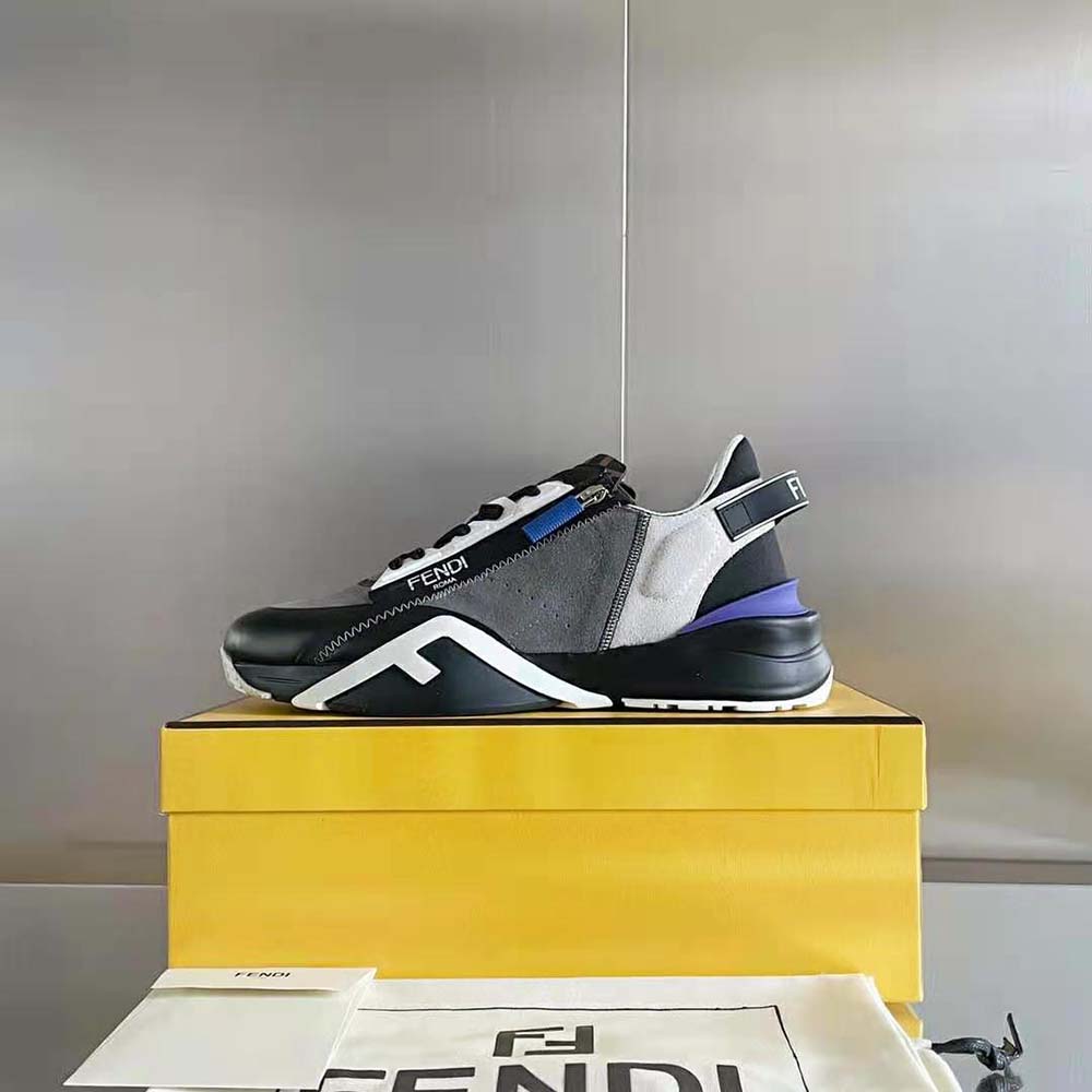 Fendi Men Flow Suede Low-Tops-Navy - image 7