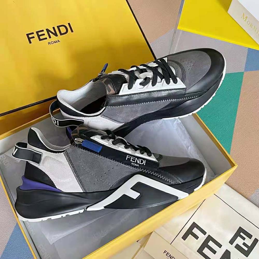 Fendi Men Flow Suede Low-Tops-Navy - image 8