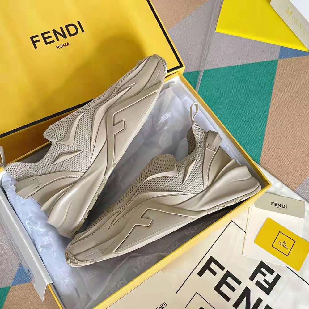 Fendi Unisex Flow Beige Mesh Running Sneakers - image 6