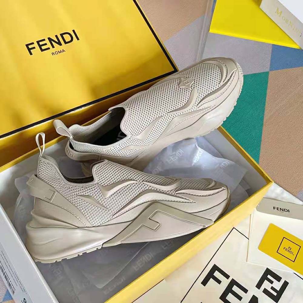 Fendi Unisex Flow Beige Mesh Running Sneakers - image 7