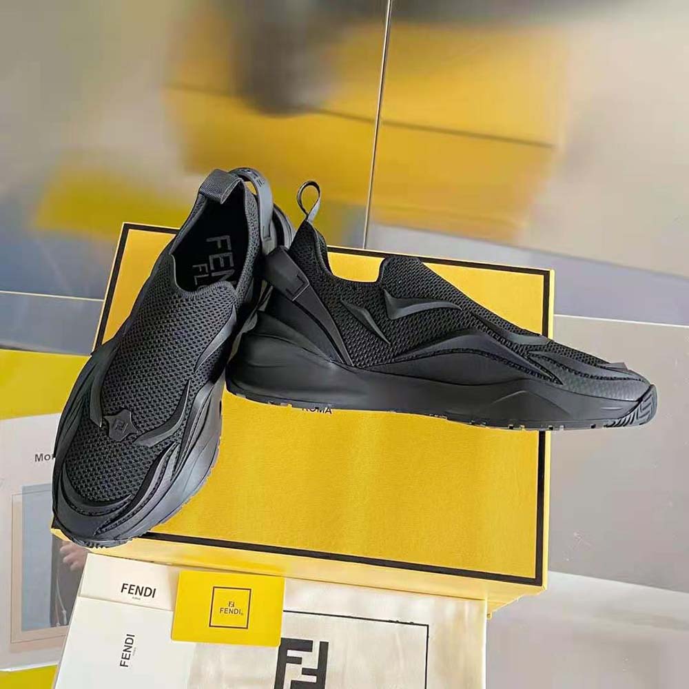 Fendi Unisex Flow Black Mesh Running Sneakers - image 4