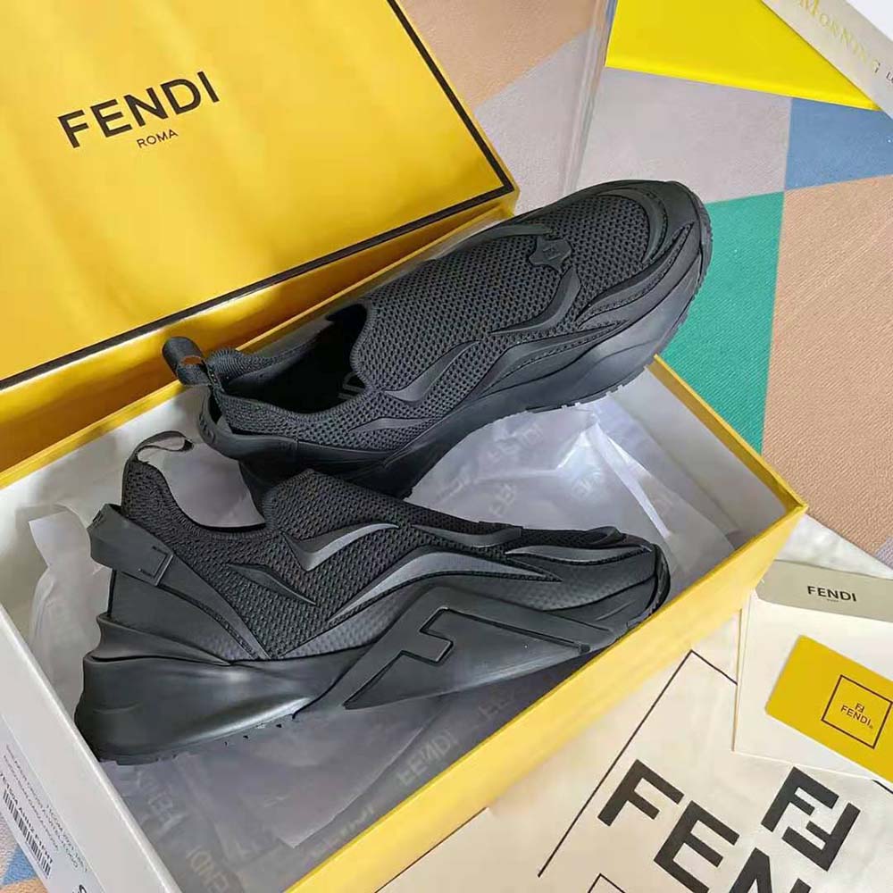 Fendi Unisex Flow Black Mesh Running Sneakers - image 7