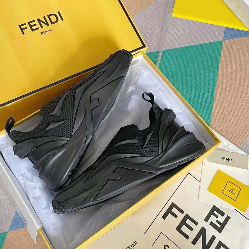 Fendi Unisex Flow Black Mesh Running Sneakers - image 6