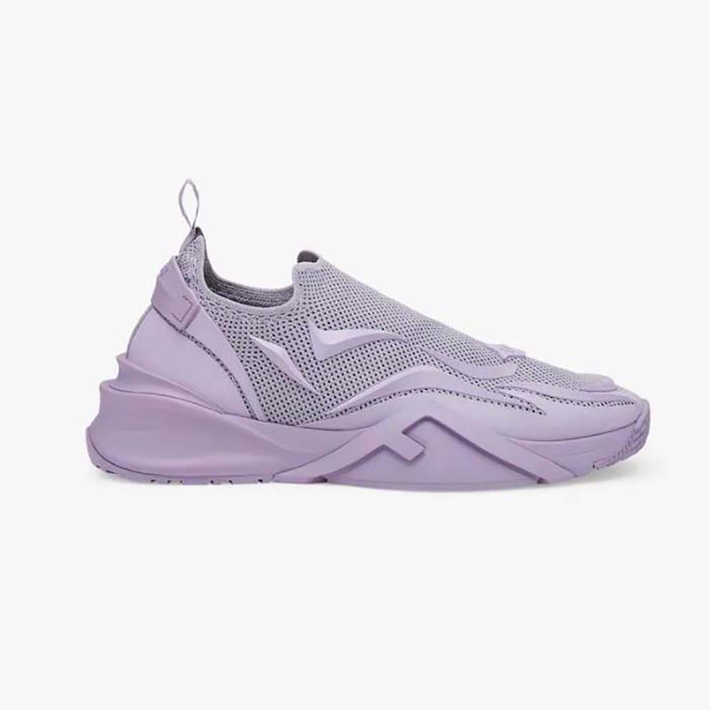 Side profile of Fendi Unisex Flow Lilac Mesh Running Sneakers in purple