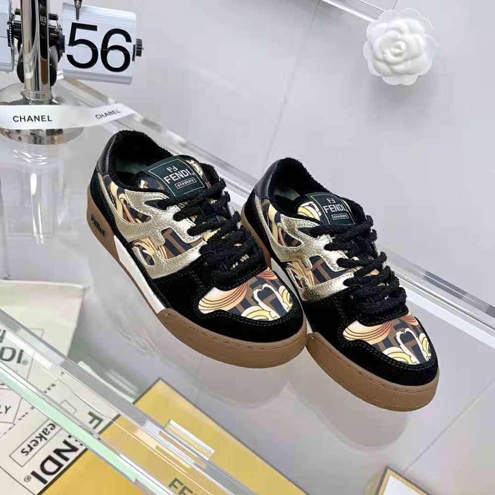 Top view of lace-up closure on Fendi Unisex Match Fendace sneakers