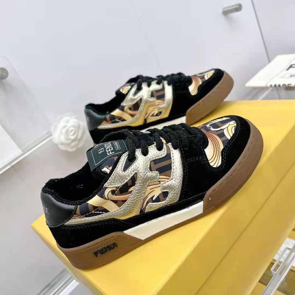 Fendi Unisex Match Fendace Black Suede Low-Tops - image 5