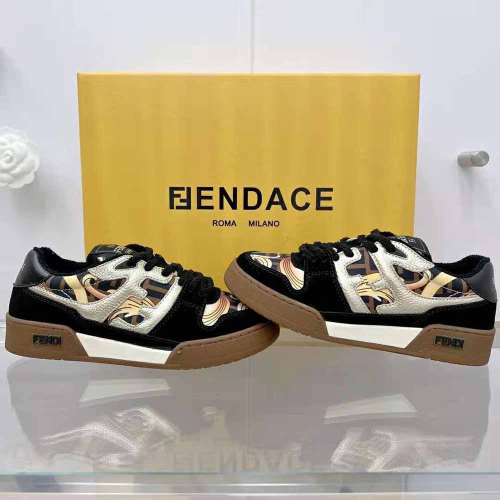 Fendi Unisex Match Fendace Black Suede Low-Tops - image 6