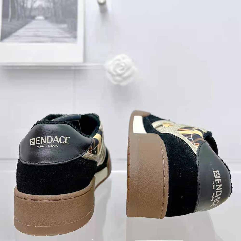 Fendi Unisex Match Fendace Black Suede Low-Tops - image 7