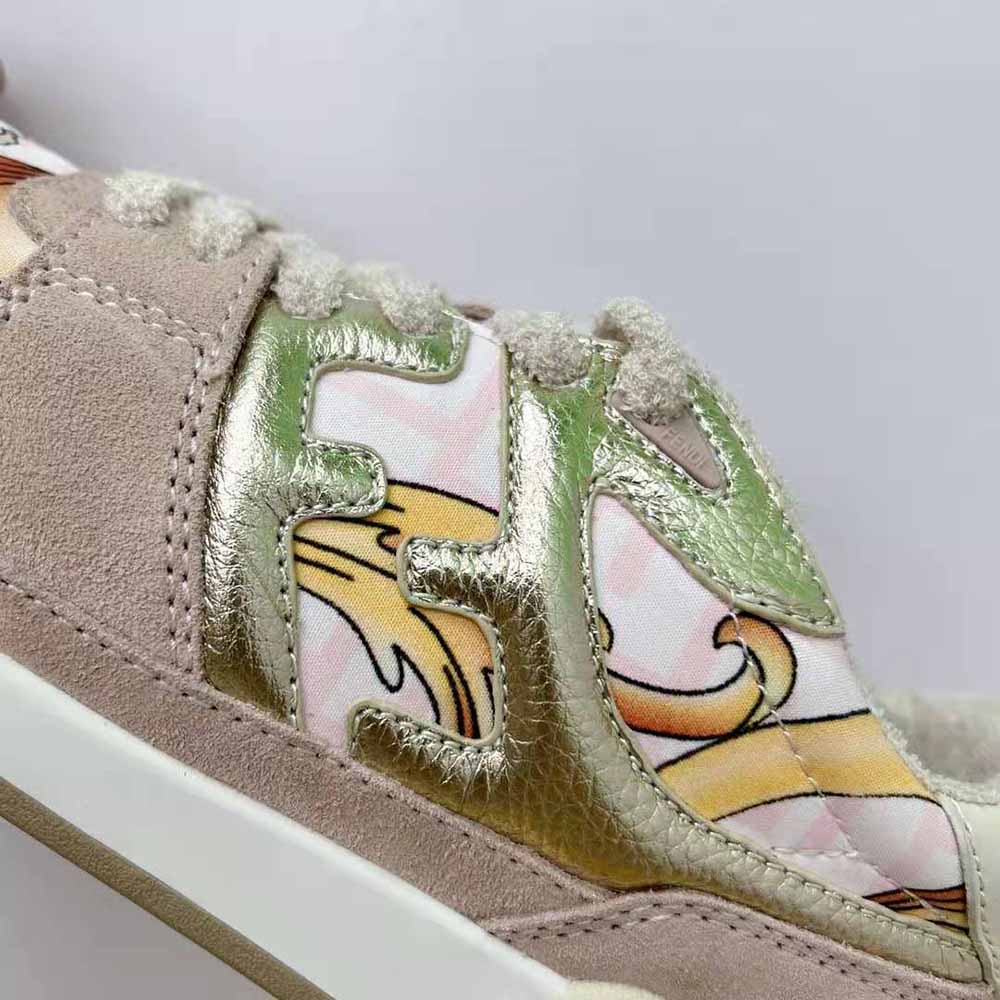 Fendi Unisex Match Fendace Printed Pink Satin Low-Tops - image 8