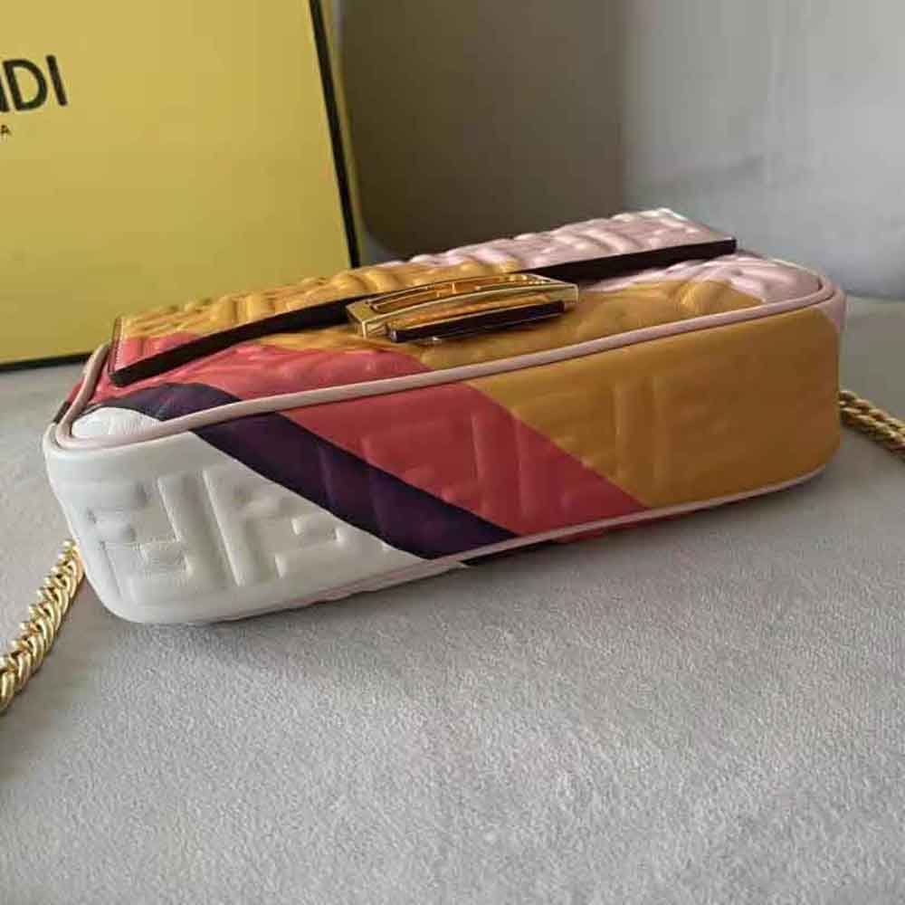 Fendi Women Baguette Chain Midi Leather Bag with Multicolour Print - image 6