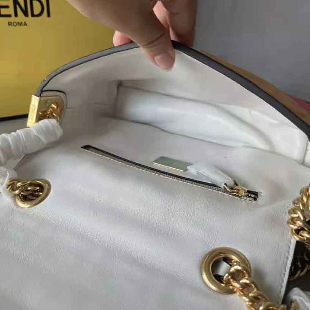 Fendi Women Baguette Chain Midi Leather Bag with Multicolour Print - image 10