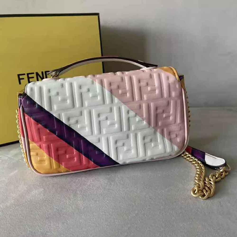 Fendi Women Baguette Chain Midi Leather Bag with Multicolour Print - image 5