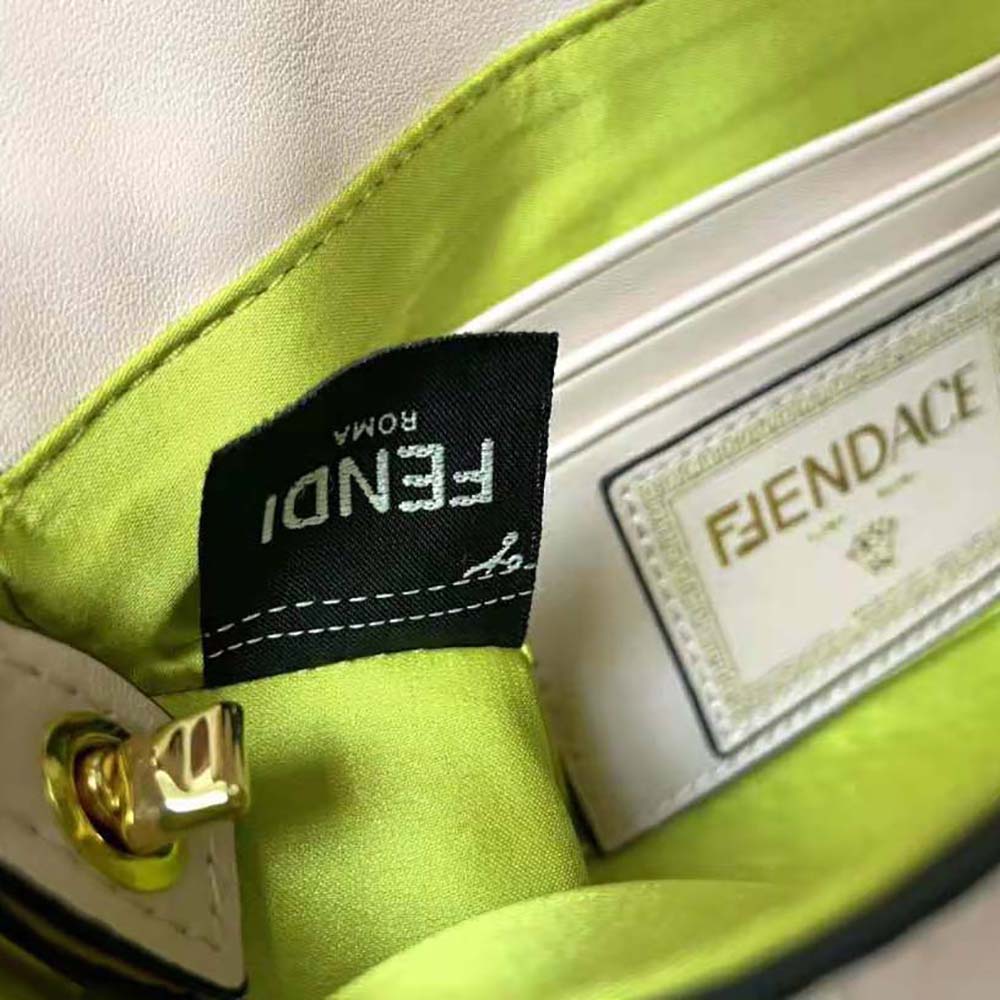 Fendi Women Brooch Mini Baguette Fendace Pink Leather Bag - image 8