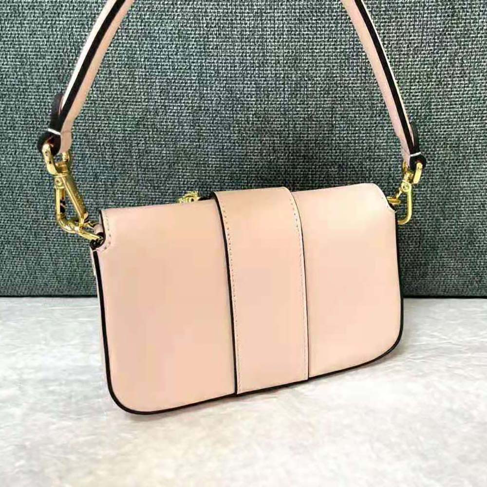 Fendi Women Brooch Mini Baguette Fendace Pink Leather Bag - image 4