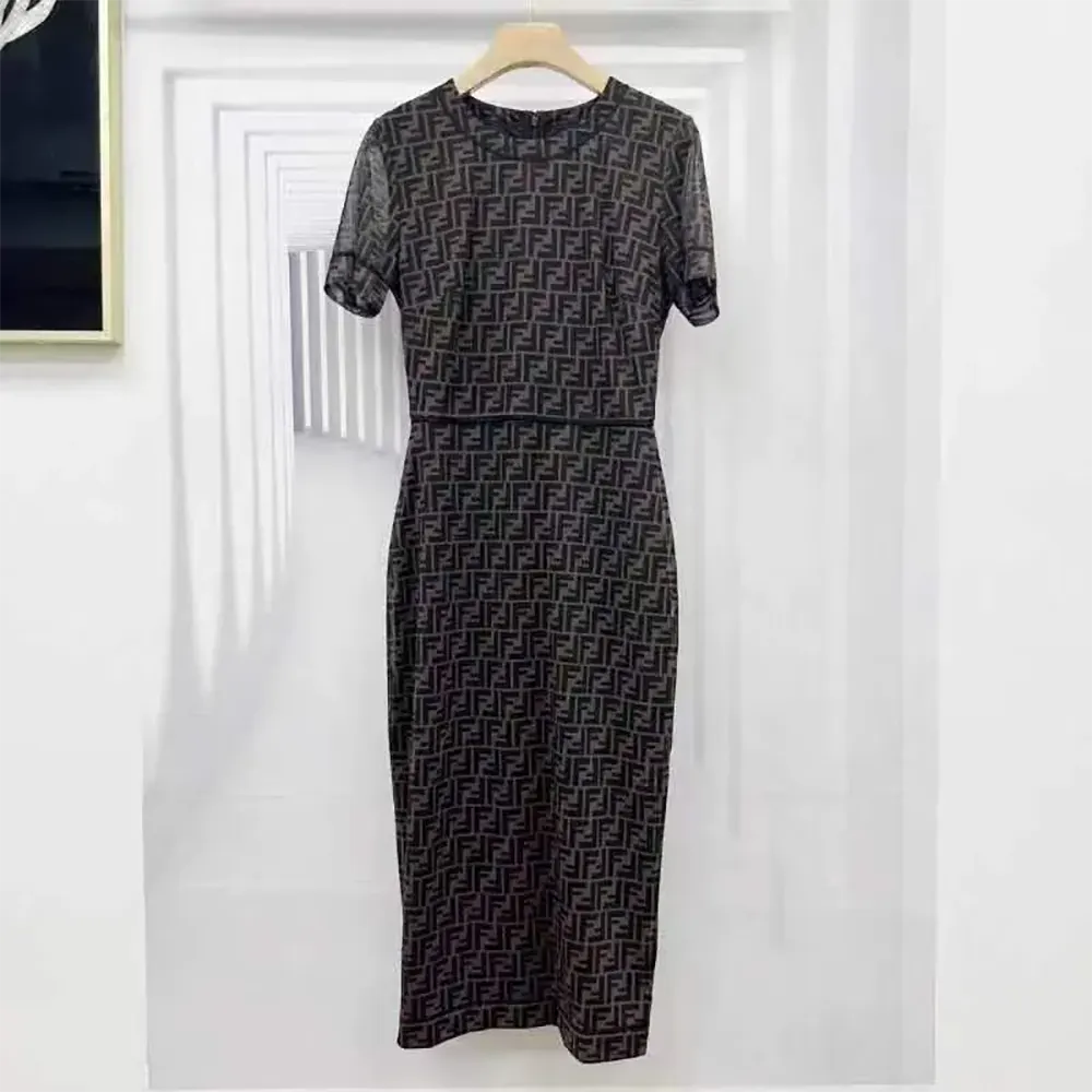 Fendi Women Brown Micro Mesh Dress with Pared-Down Silhouette - image 4