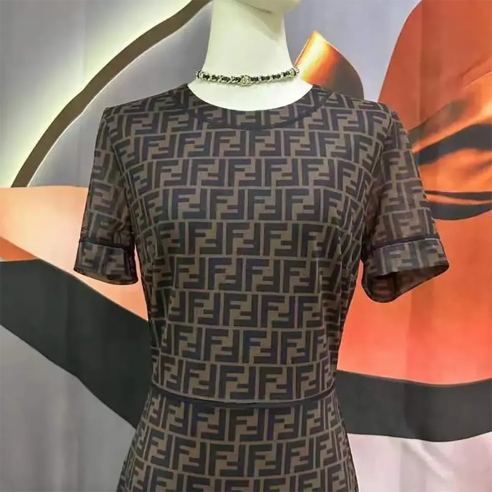 Fendi Women Brown Micro Mesh Dress with Pared-Down Silhouette - image 5