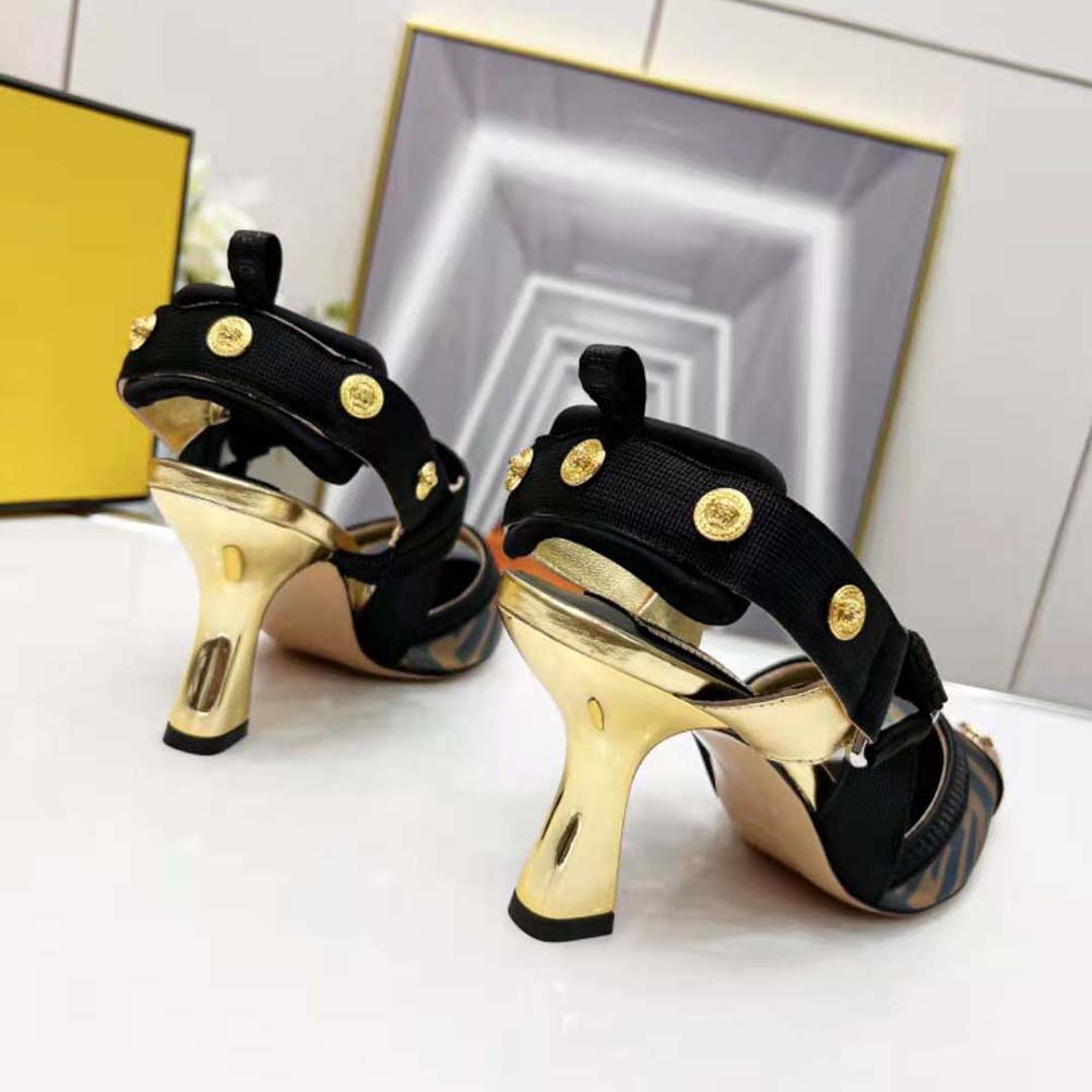 Fendi Women Colibrì Fendace High-Heeled Slingbacks in FF Mesh with Medusa Details - image 8