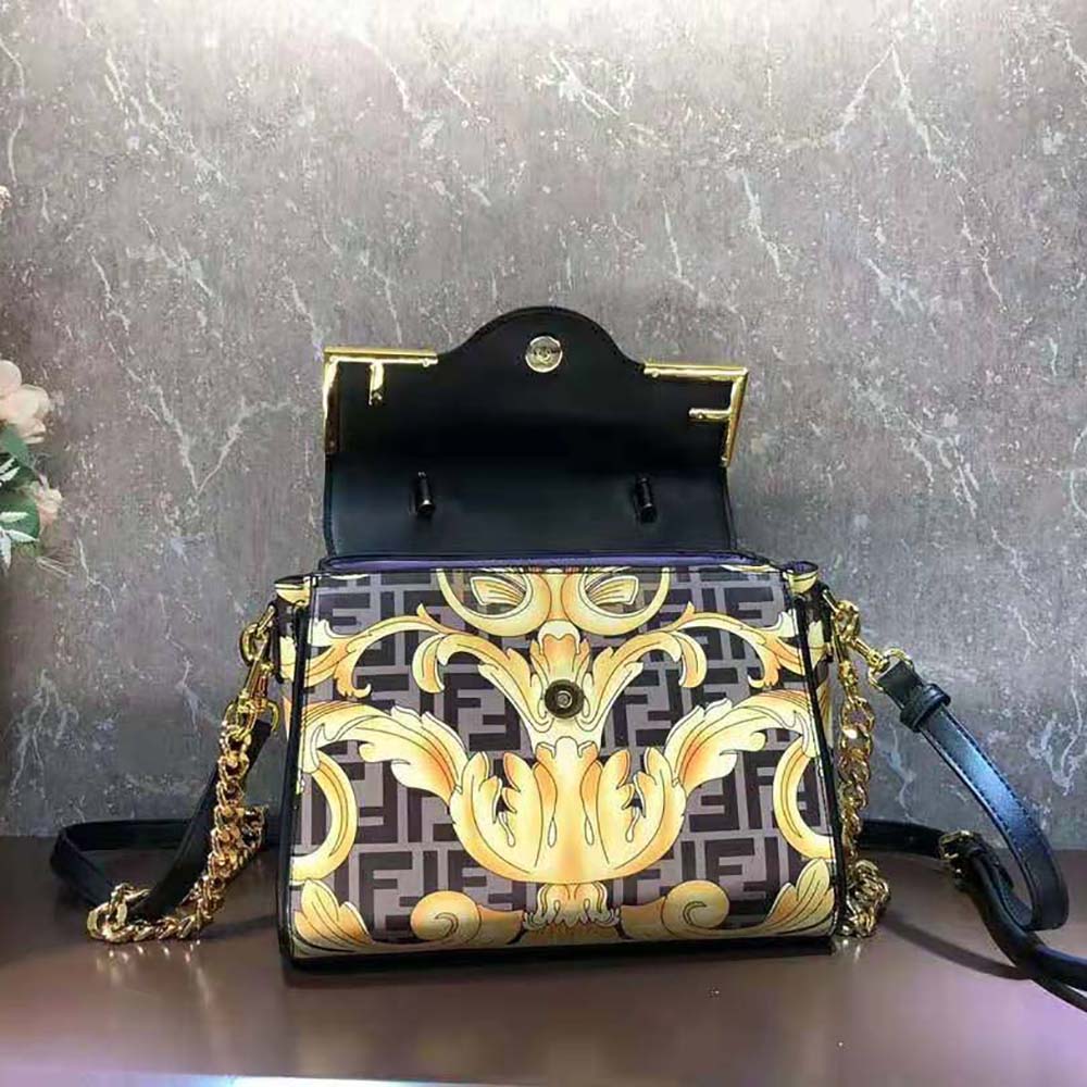 Fendi Women Fendace La Medusa Medium Handbag-Black - image 5