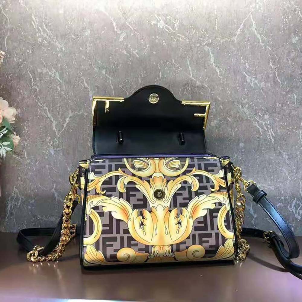 Fendi Women Fendace La Medusa Medium Handbag-Black - image 4